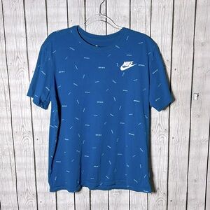 THE NIKE TEE JUST DO IT SWOOSH TEE T SHIRT XL Blue All Over Print